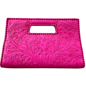 Hand-Tooled Leather Clutch & Crossbody - Multiple Colors