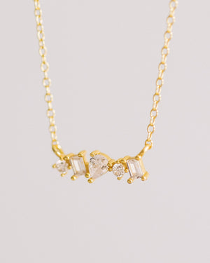 Gold Crystal Bar Necklace