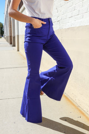 All You Need Sapphire High Waist Flare Leg Denim Jeans