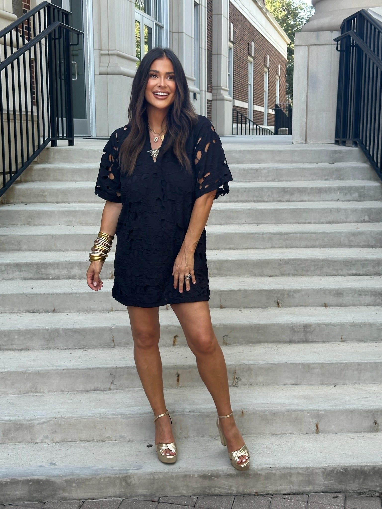 Lulu Short Sleeve Mini Caftan- Onyx