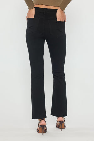 Black High Rise Slim Bootcut Jeans With Gentle Wash