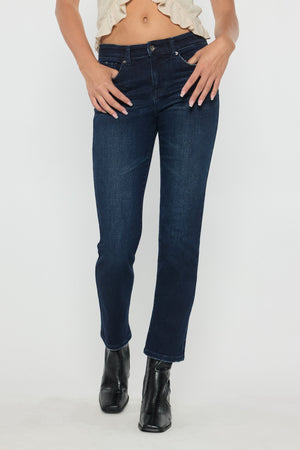 Mid Rise Slim Straight Jeans