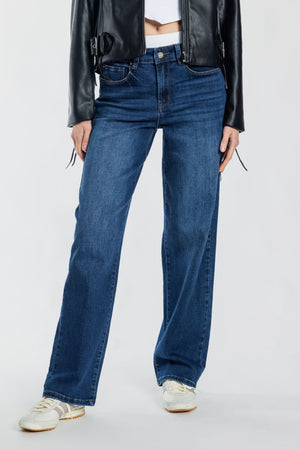 Mid Waist Loose Straight Jeans