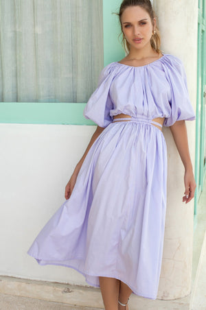 Eva Poplin Cotton Cutout Midi Dress by ELF