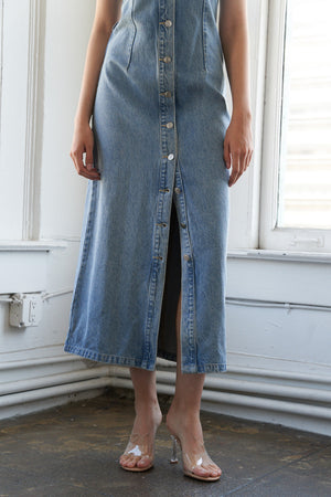 Just Follow Me Denim Midi Dress