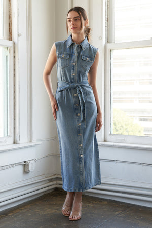 Just Follow Me Denim Midi Dress