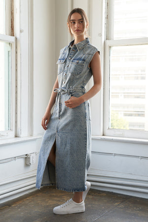 Wildflower Whimsy Denim Midi Dress