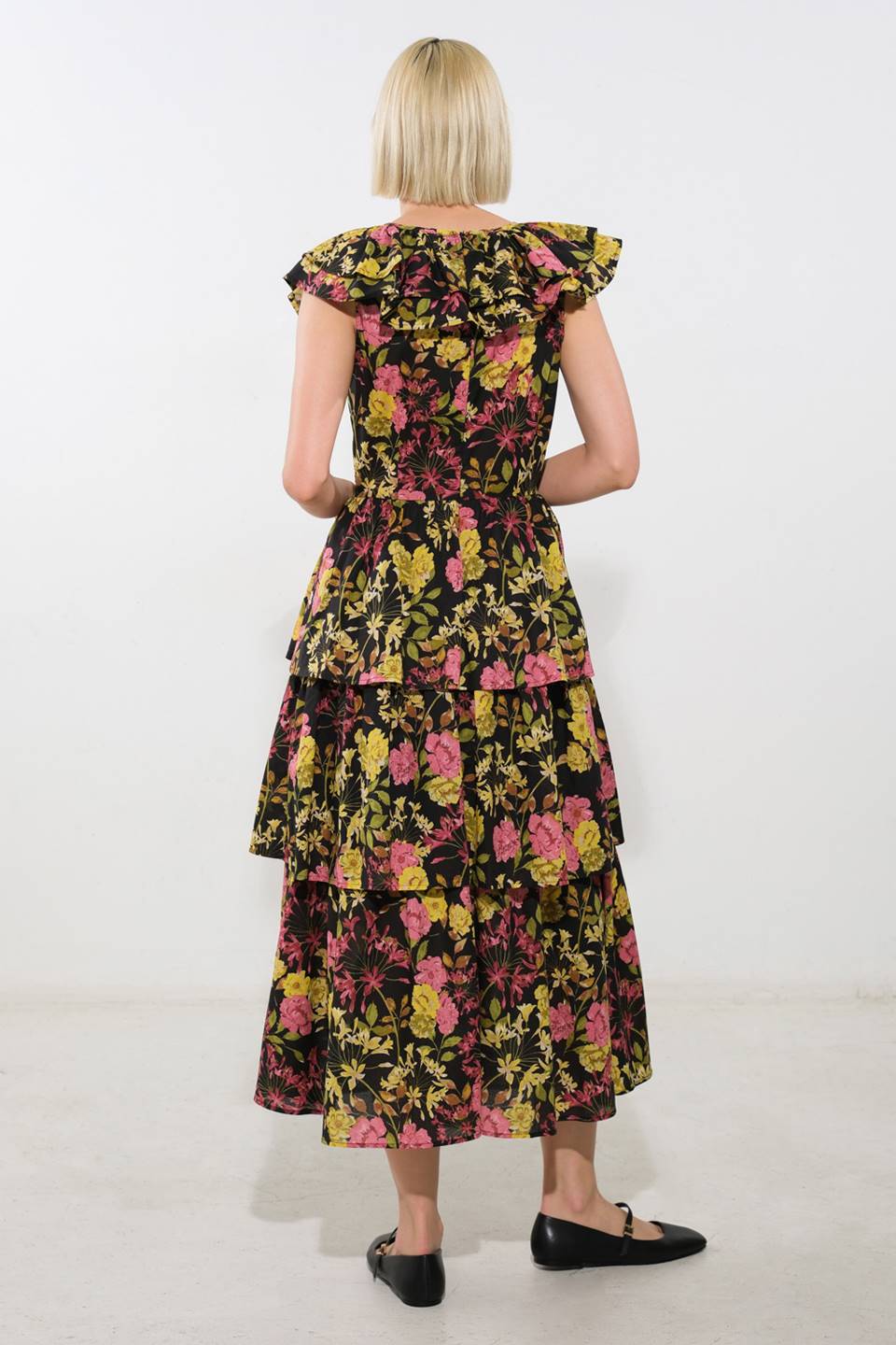 Graceful Gathering Woven Midi Dress