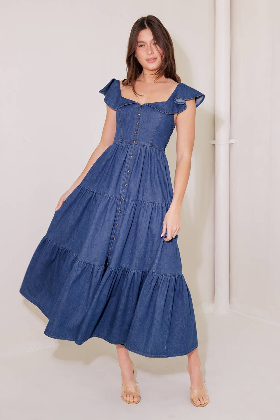 Once Upon A Time Denim Blue Midi Dress - Flying Tomato Denim Blue / M Once Upon A Time Denim Blue Midi Dress - Flying Tomato Denim Blue / M