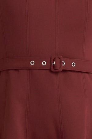 LIVING THE DREAM WINE WOVEN MIDI DRESS