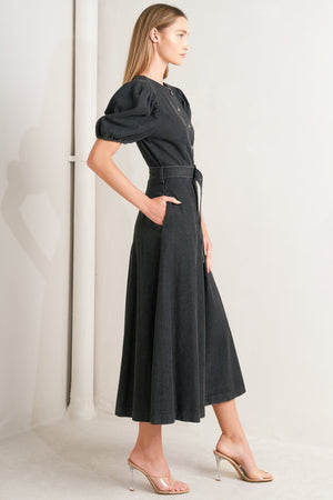 IN MY MIND DENIM MIDI DRESS