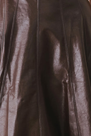 DARK TRUFFLE FAUX LEATHER MIDI DRESS