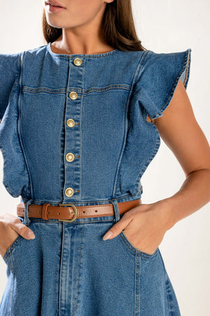 CLASSIC WITH A TWIST DENIM MIDI DRESS