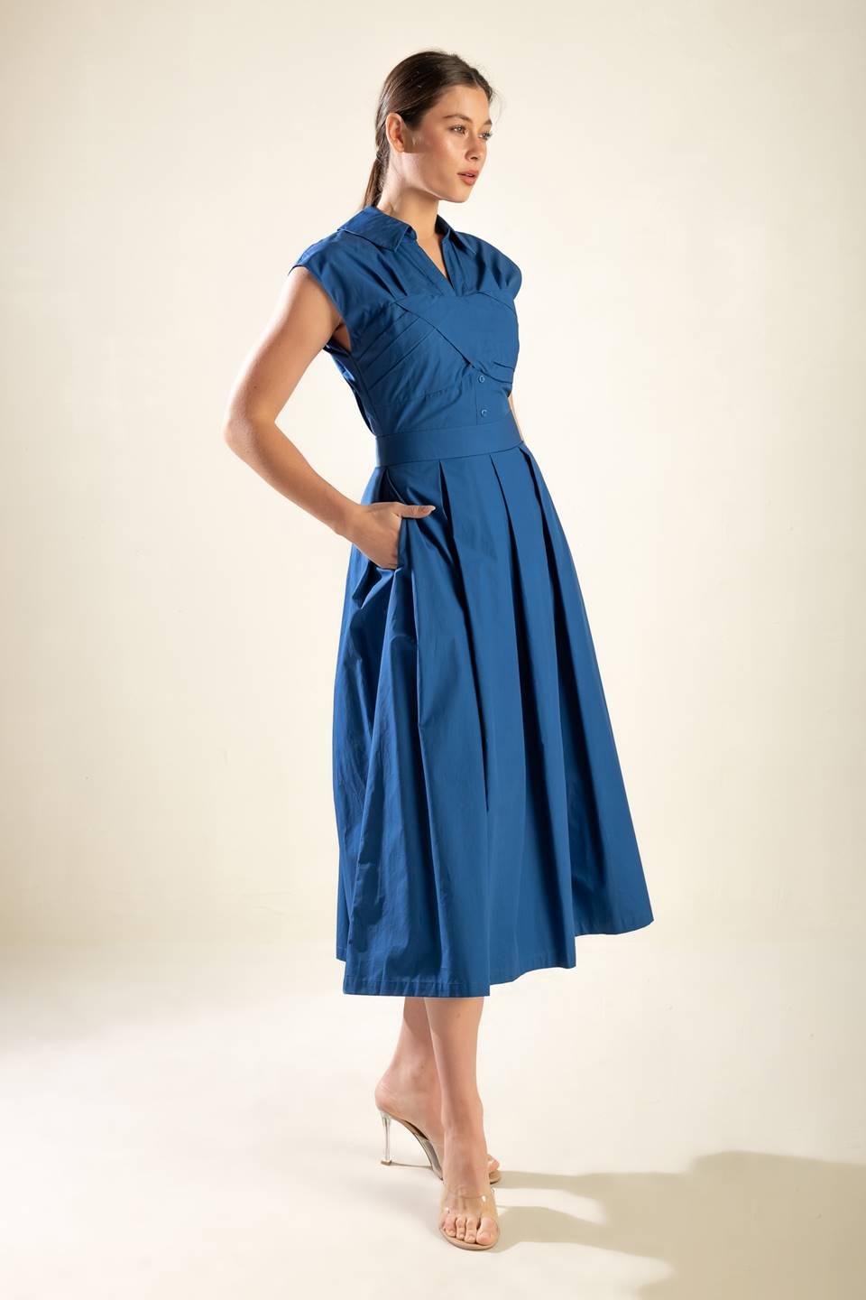 DREAMY IMPRESSION WOVEN MIDI DRESS - Knitted Belle Boutique DREAMY IMPRESSION WOVEN MIDI DRESS - Knitted Belle Boutique