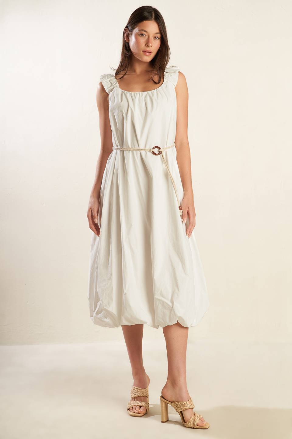 RIVERSIDE SIPS WOVEN MIDI DRESS