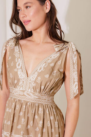 CUDDLY ATTITUDE TAUPE WOVEN MAXI DRESS