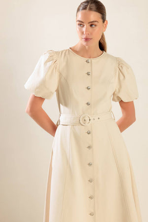 CAPTURED BY THE NIGHT TWILL MIDI DRESS