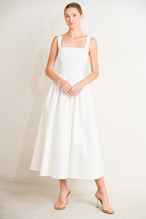 SERENE CHARM WOVEN MIDI DRESS