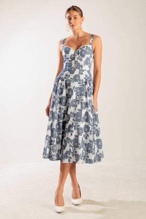 EXPLORING NEW INTERESTS WOVEN MIDI DRESS