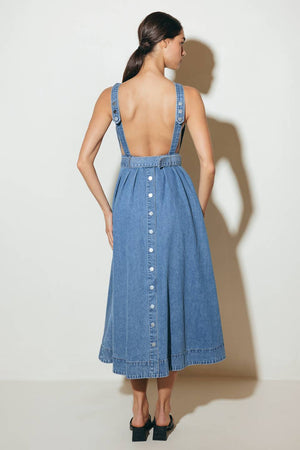 LAVENDER FIELDS DENIM MIDI DRESS