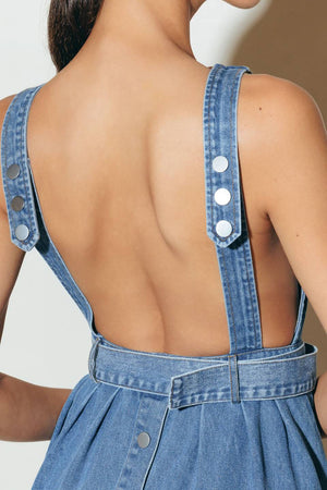 LAVENDER FIELDS DENIM MIDI DRESS