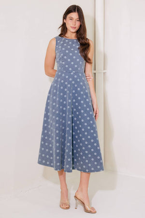 TOO SWEET TO ME DENIM MIDI DRESS