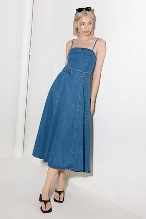 TRULY ENCHANTED DENIM MIDI DRESS