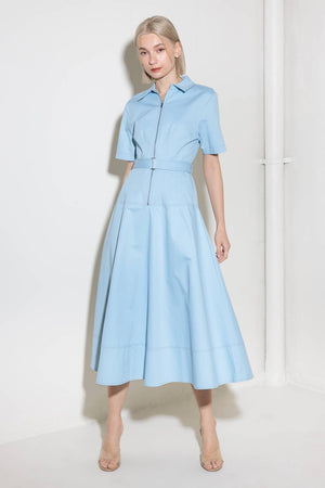 BREATHE EASY IN BLUE WOVEN SHIRT DRESS