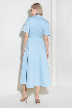 BREATHE EASY IN BLUE WOVEN SHIRT DRESS