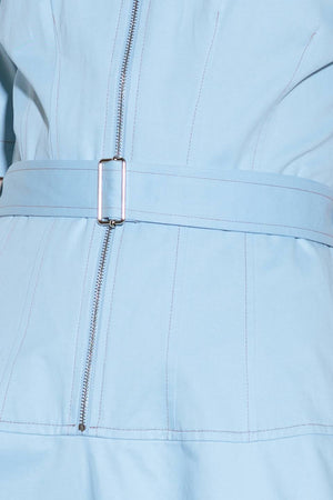 BREATHE EASY IN BLUE WOVEN SHIRT DRESS