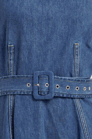 POET’S MUSE DENIM WOVEN MIDI DRESS