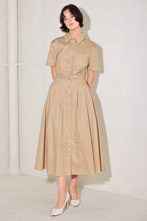 Cinched Couture Woven Midi Dress