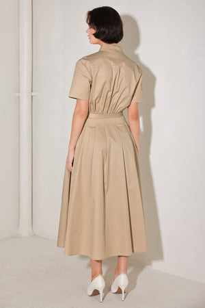 Cinched Couture Woven Midi Dress