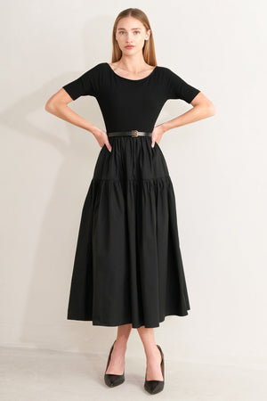 SADDLE BREEZE BLACK MIDI DRESS