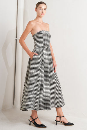 MONOCHROME BALLET WOVEN MIDI DRESS