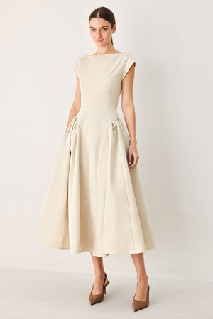 POLISHED OCCASION WOVEN MIDI DRESS
