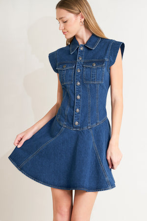 BLUE CRUSH DENIM MINI DRESS