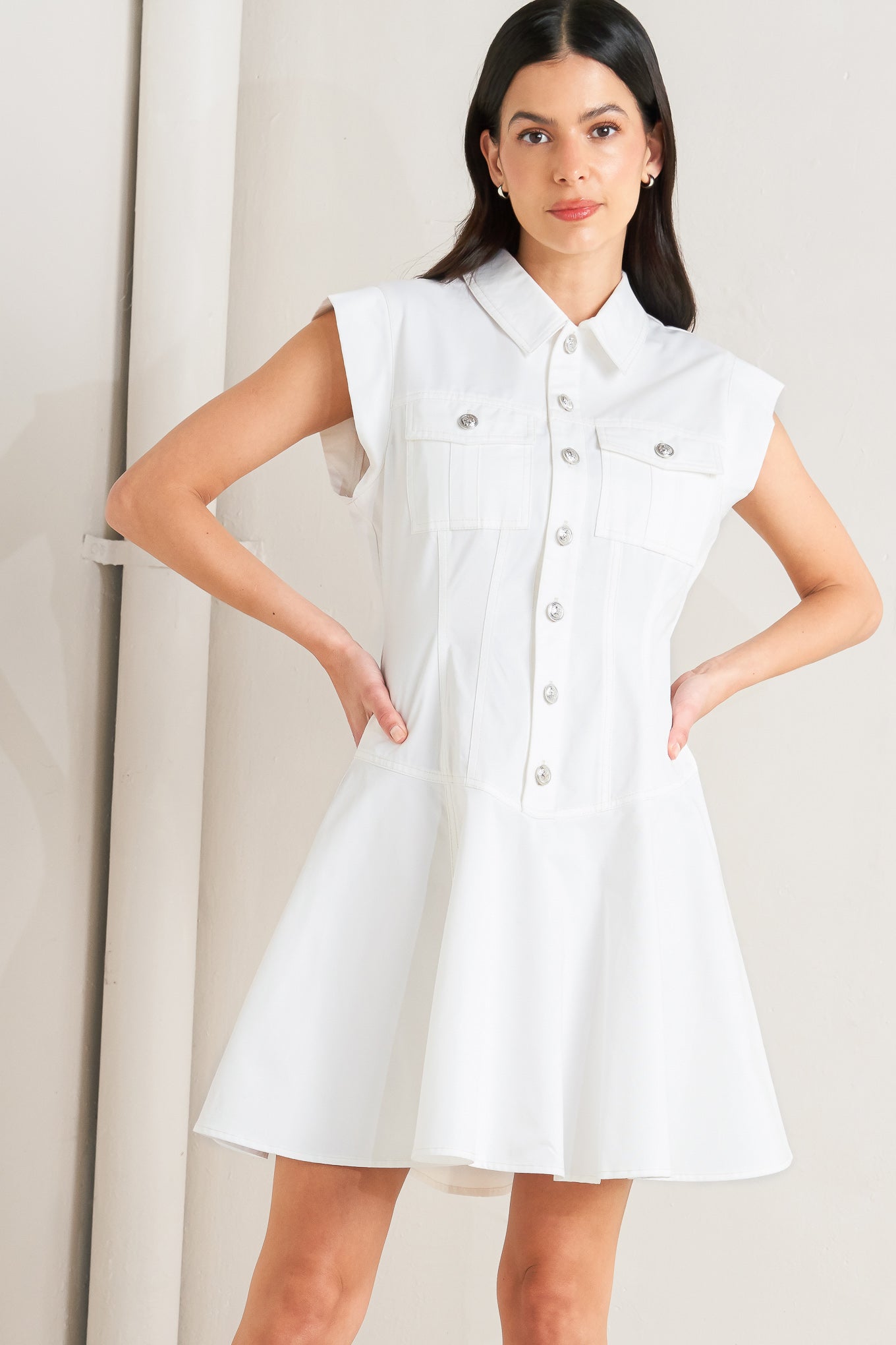 Confidently Yours White Woven Mini Dress White / M