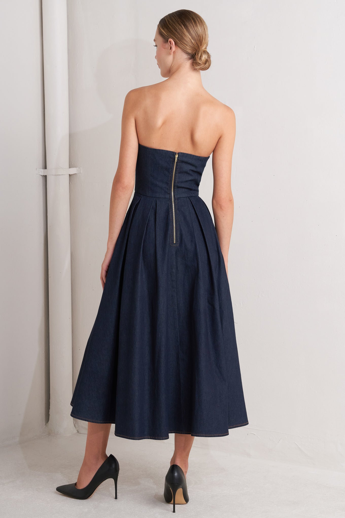 corset denim midi dress URBAN CORSET DENIM MIDI DRESS l FREEMARKET DARK DENIM / M
