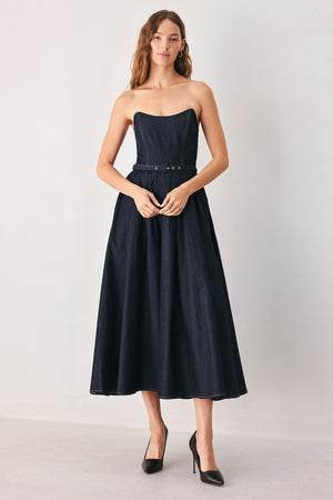 PARTY MUSE DENIM MIDI DRESS