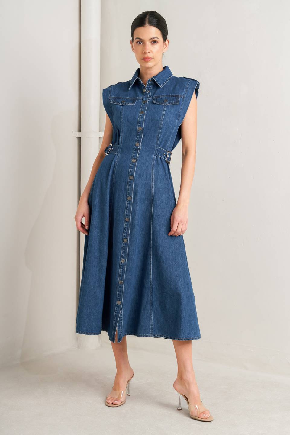 ICON VINTAGE DENIM MIDI DRESS