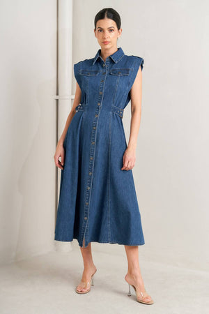 ICON VINTAGE DENIM MIDI DRESS