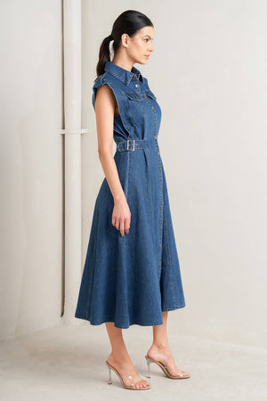 ICON VINTAGE DENIM MIDI DRESS