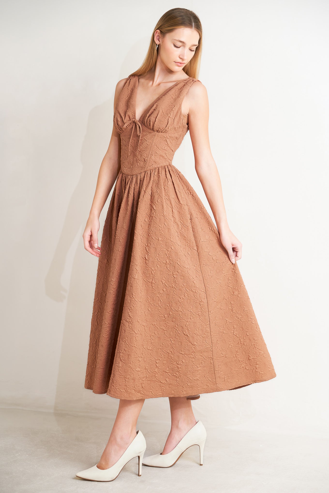 EARTHBOUND CHARM WOVEN MIDI DRESS