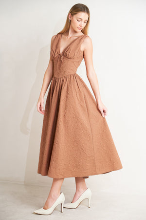 EARTHBOUND CHARM WOVEN MIDI DRESS