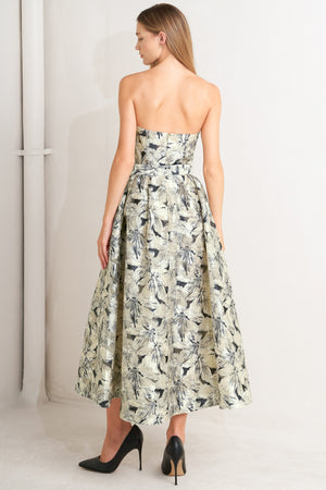 STONE LEAF WOVEN MIDI DRESS