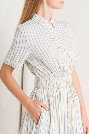 SUNDAY STRIPE WOVEN MIDI DRESS