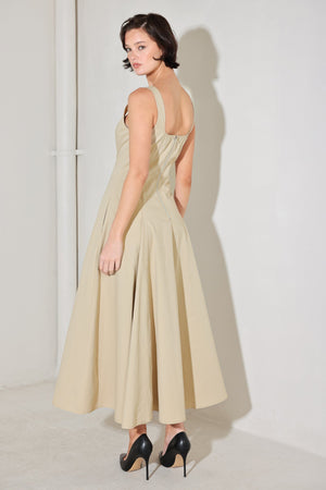 SANDSTONE SERENADE WOVEN MIDI DRESS