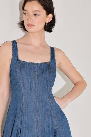 Indigo Sway Denim Midi Dress