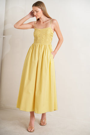 LEMON KISS WOVEN MIDI DRESS